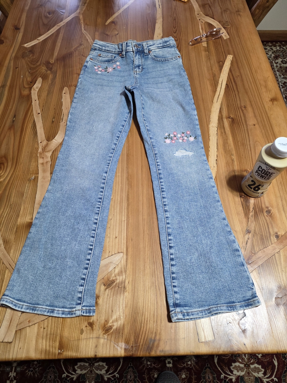 Gymboree Light Wash Floral Embroidered Flare Jeans for Kids